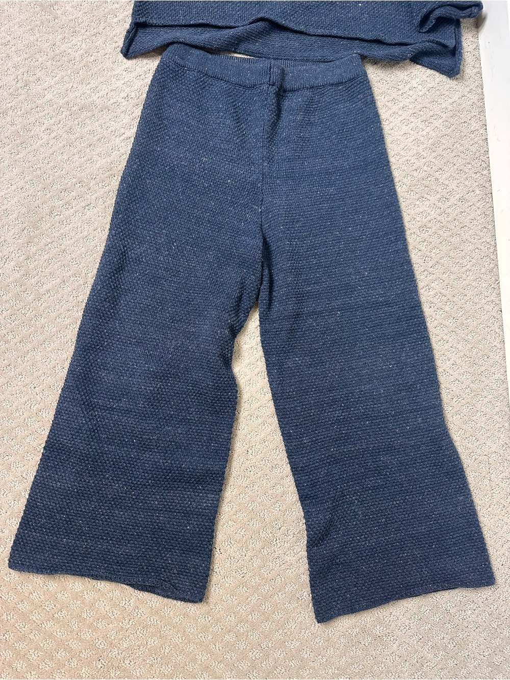 Sz S Free People Beach set Hailee knit sweater set in navy wide leg pants - Picture 6 of 15